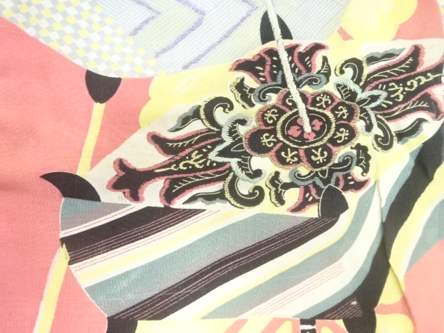 アンティーク　糸巻き模様刺繍名古屋帯